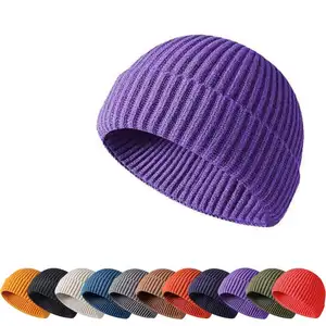 Manufacturers Wholesale Custom Recycled Wool Knit Short Melon Docker Trade Skull Cap Hat Fisherman Beanie