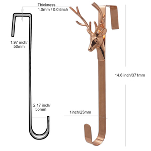 Decorazione Natalizia con Icone di Testa di Cervo 3D Dorata, Gancio in Metallo Oro Rosa per Appendere Ghirlande alla Porta d'Ingresso - Product Image 5
