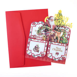 <span class=keywords><strong>Carte</strong></span> <span class=keywords><strong>de</strong></span> Noël pop-up stéréoscopique 3D personnalisée SUYAN avec impression numérique sur carton, motif Père Noël - Product Image 5