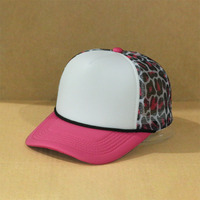 Gorra Trucker Personalizada de Alta Calidad con 5 Paneles, Estampado de Leopardo Neón, Malla de Espuma, para Mujer