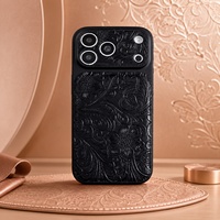 Coque de téléphone gaufrée en similicuir floral antichoc pour iPhone