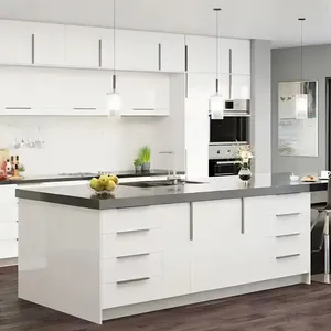 نموذج خزانة مطبخ مخصص من CBMmart بتصميم جزيرة درج مطبخ مع سلة