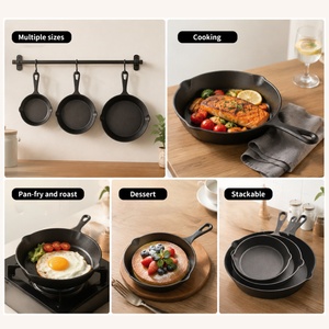 Wholesale Cast Iron Skillet <b>Small</b> Uncoated Frying <b>Pan</b> Flat Bottom Steak Egg Mini Fry <b>Pan</b> Set for Cooking Camping - Product Image 5