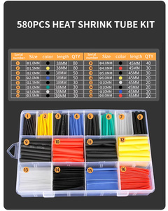 580 قطعة طقم أنابيب حرارية قابلة للانكماش بنسبة 2:1، 6 ألوان و11 حجمًا متنوعًا، أنابيب تغليف للكابلات والأسلاك للمشاريع اليدوية - Product Image 4