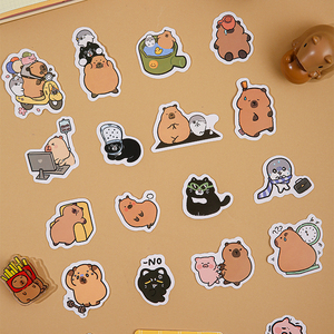 Paquete de pegatinas bonitas de Capybara-Serie Eternal Groups Crazy Feeling, diseño único para manualidades DIY, diario, funda de teléfono - Product Image 3