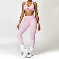 Set Olahraga Wanita Berkualitas Tinggi 2-Potong dengan Bra Pinggang Tinggi & Legging Penyerap Keringat - Pakaian Fitness untuk Yoga & Latihan di Gym