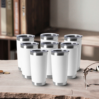 Gobelet à café sous vide thermique de voyage personnalisé de 20oz en acier inoxydable à double paroi blanc avec couvercle