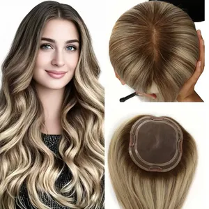 Tuw09 100% Remy tóc con người ren đóng cửa vô hình mono Topper tóc mảnh cho phụ nữ 12-18 inch cho tóc mỏng - Product Image 2