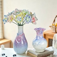 Vase en céramique Jingdezhen fait main, émaillé cristallin – Magnifique et moderne, vase à fleurs minimaliste, centre de table