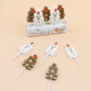 Nhà Máy Tùy Chỉnh Bên Trang Trí Dễ Thương Nến Sinh Nhật Gói Gấu Hình Dạng Nến Trong Bánh - Product Image 2