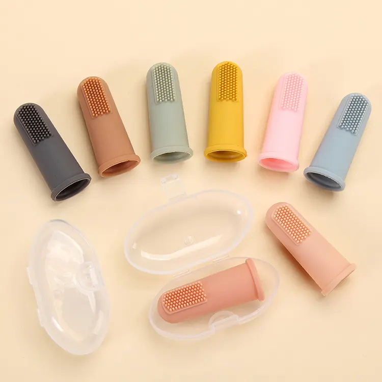 Wholesale Eco-friendly Babies Silicone Finger Toothbrush with Case for Kids