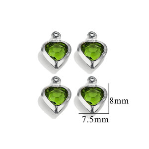 Accessoires de bijoux DIY plaqués or 18 carats, breloques en acier inoxydable avec pierre de naissance et cristal en forme de cœur pour la fabrication de colliers et bracelets - Product Image 4