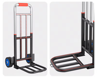 Carro de plataforma portátil de dos ruedas de acero inoxidable industrial, duradero, para equipaje, carrito de compras, plegable, con asa, herramientas OEM
