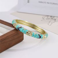 Gelang Bangle Berlian Imitasi Enamel Bunga dari Paduan Seng CYNYA untuk Wanita, Gaya Cina Baru, Etnik, Multi-Warna, Model Buka-Tutup