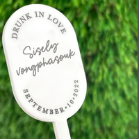 Toppers de verres en acrylique personnalisés, impression UV, agitateurs de cocktail pour mariage