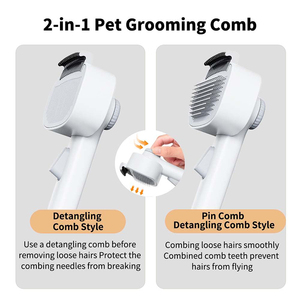 Spazzola per toelettatura 2 in 1 per cani e gatti con pulsante di rilascio, pettine districante e rimuovi-pelo per animali a pelo lungo e corto - Product Image 2