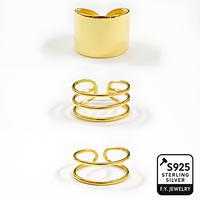 Bijoux fins minimalistes en or à boucle ouverte et à triple bande pour femmes Vente en gros sur mesure pour mariages fêtes anniversaires