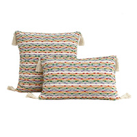 Housse de coussin jacquard brodée teinte en fil, décoration de Noël nordique pour la maison, les fêtes et le canapé