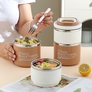 Insulated Lunch Box Set Vacuum Sealed Portable <b>Soup</b> <b>Container</b> For Office Student Meals Mini Size Cylinder Shape - Product Image 1