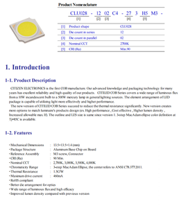 Citizens CLU028-1202C4-303H5M3-F1 <b>High</b> <b>Power</b> Algainp 90CRI 791LM 34V 3000k Warm White 120 Viewing Angle COB <b>LED</b> Chip - Product Image 2