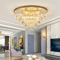 Nouveau design de lustre de luxe pour salon hôtel villa led rond or K9 plafonnier en cristal