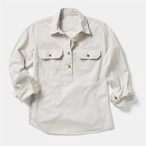 Atacado 100% Algodão dos homens Meio Botão Manga Longa Casual Farm Trabalho Camisa Customizável Logo Anti-Rugas Turn-Down Lavado - Product Image 5