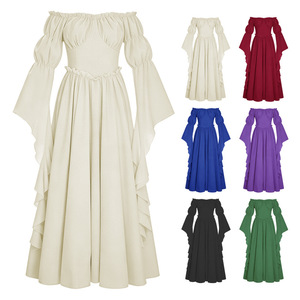 Vestido Medieval de Anime Redman para Mujer, Vestido Largo con Hombros Descubiertos y Volantes, Disfraz de Cosplay para Halloween y Actuaciones Escénicas - Product Image 1