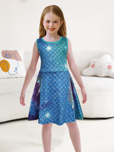 TV & Movie Cosplay sirène princesse Costumes Halloween carnaval fille enfants <span class=keywords><strong>Ariel</strong></span> robes décontracté sans manches été fille robe - Product Image 3