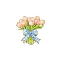 Lot de broches fleurs délicates en émail souple plaqué or, tulipe rose imprimée UV, pour nœud bleu, artisanat métallique, épingles à chapeau, moulage