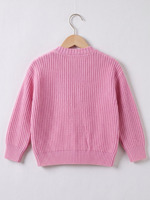 Großhandel Preppy-Style V-Ausschnitt Strickjacke für Mädchen Vintage Weiche Strickjacke mit Offener Front Europäisch-Amerikanischer Kinder-Freizeitpullover