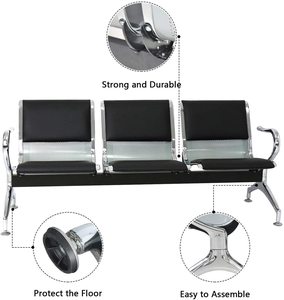 Fauteuil d'hôpital à dossier en maille avec cadre métallique, chaise de visiteur de bureau, chaise d'attente 3 places, chaise d'aéroport - Product Image 3