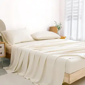 Lot de draps de lit en bambou réfrigérants 4 pièces en stock Parure de lit/housse de couette avec taie d'oreiller