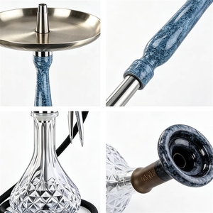 Set Moderno per Fumare Narghilè in Acciaio Inox Dorato Satinato con Tubo Laccato Resistente in Elegante Confezione Regalo - Product Image 3