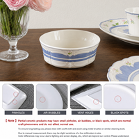 Service de table en céramique de luxe vintage à motifs floraux en relief, assiettes, bols, tasses et plateaux en porcelaine française pour mariage, HORECA et usage domestique