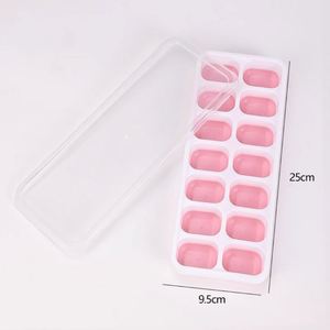Bac à glaçons en silicone sans BPA à 14 cavités avec couvercle amovible, moule et plateaux empilables pour cadeaux promotionnels et d'affaires - Product Image 2