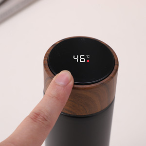 Novedad, regalo, botella de agua aislada al vacío de acero inoxidable, termo, diseño de madera, pantalla de Control de temperatura, taza de viaje inteligente - Product Image 2