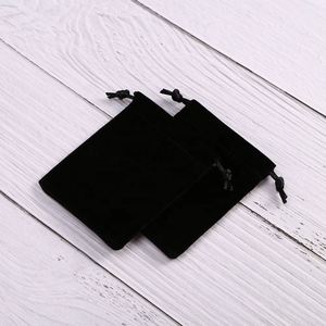 8x10cm <b>Black</b> <b>Velvet</b> Jewelry Cosmetics Pouch Drawstring Pocket Small Storage Bag - Product Image 5