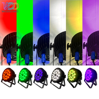 4 Focos LED RGBWA UV Slim Par de 18W DMX512 de Aluminio IP33 6 en 1 para DJ, Discoteca, Efecto Wash, Iluminación Profesional para Escenarios y Parques Temáticos