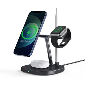 WiWU Stable Magnetic Adjustable 15W 4 in 1 Wireless Fast Charger Smart All-in-one Wireless Charger Solution for Apple Products