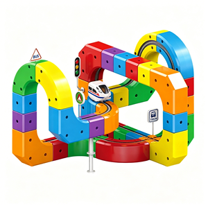 Ensemble de blocs de construction de <span class=keywords><strong>train</strong></span> <span class=keywords><strong>électrique</strong></span> le plus vendu - <span class=keywords><strong>Jouet</strong></span> éducatif en plastique à monter soi-même pour enfants, style <span class=keywords><strong>jouet</strong></span> à encastrer, échelle 1:5 - Product Image 5