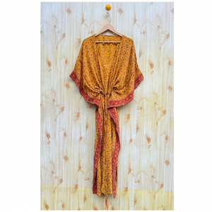 Caftán de Seda Pura Suave y Cómodo, Vestido Largo Informal con Cintura Natural para Playa o Verano, Regalo para Ella - Product Image 1