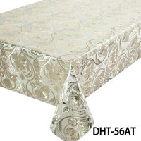 Nappe de table en PVC doré floral de luxe en gros, imperméable, en vinyle plastique, en rouleau, gaufrée, pour salle à manger
