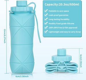 ขวดน้ำพับได้ พกพาสะดวก ทำจากซิลิโคน ป้องกันการรั่วซึม ปราศจากสาร BPA พร้อมคลิปโลหะ สำหรับการเดินทาง กีฬา แคมป์ปิ้ง และเดินป่า - Product Image 3