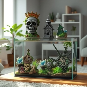 Ornements de paysagisme d'aquarium en résine, décorations de simulation avec lumières pour la décoration d'aquarium - Product Image 1
