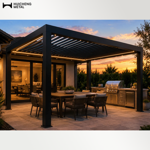Système de pergola à lames orientables en aluminium blanc résistant aux intempéries avec commande manuelle par <span class=keywords><strong>manivelle</strong></span> <span class=keywords><strong>pour</strong></span> kit de tonnelle de barbecue - Product Image 4