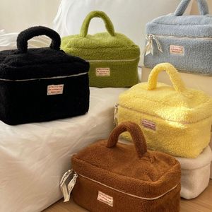 New Fashion Fluffy Zipper Makeup Tote Large Cosmetic Bag for <strong>Travel</strong> Plush Storage <strong>Washbag</strong> - Product Image 5