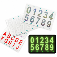 Stiker Nomor Reflektif Vinyl Sablon Sutra Custom Die Cut Tahan Lama untuk Tanda Alamat Luar Ruangan Lembaran Tahan Air OEM