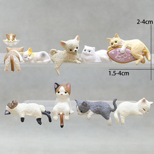 Toptan Sevimli Kenar Kedisi Bardak Kapağı Reçine Figürü Minyatür Kedi Bilgisayar Kenarı Masaüstü Araba Gösterge Paneli Kenarı Dekoratif - Product Image 2