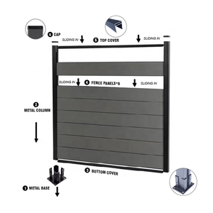 Clôture en composite bois-plastique, poteau en <span class=keywords><strong>aluminium</strong></span>, décoration extérieure, <span class=keywords><strong>panneau</strong></span> de clôture WPC à lattes pour l'intimité - Product Image 2