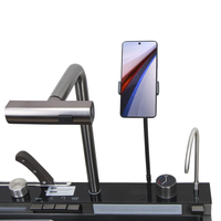 Robinet de cuisine fait à la main en acier inoxydable 304 avec affichage numérique, robinet simple intelligent, deux trous, porte-couteau, tasse
